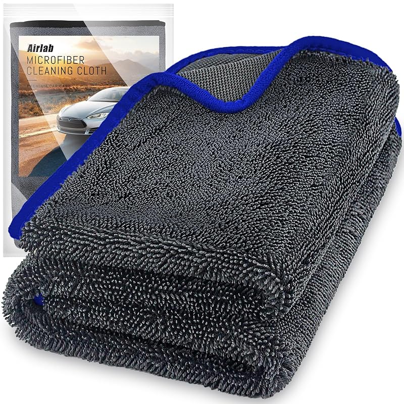Toalha de Microfibra para Secagem e Detalhamento Automotivo Airlab Cinza-Azul