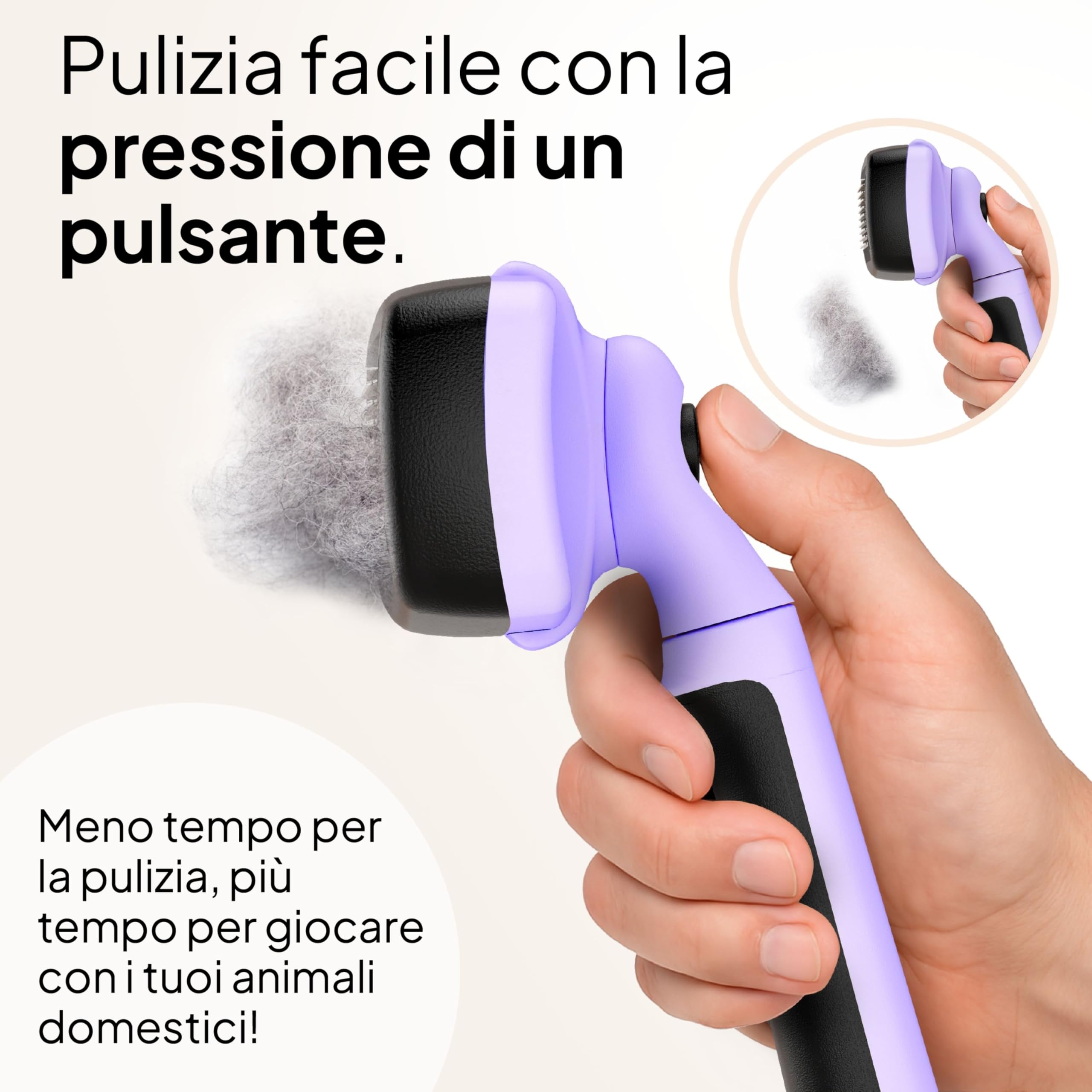 Pretty Paw Spazzola per Gatti Set 2 Pezzi con Cardatore Autopulente e Pettine Sottopelo - Rimozione Pelo Morto per Muta e Cura Quotidiana (Viola)