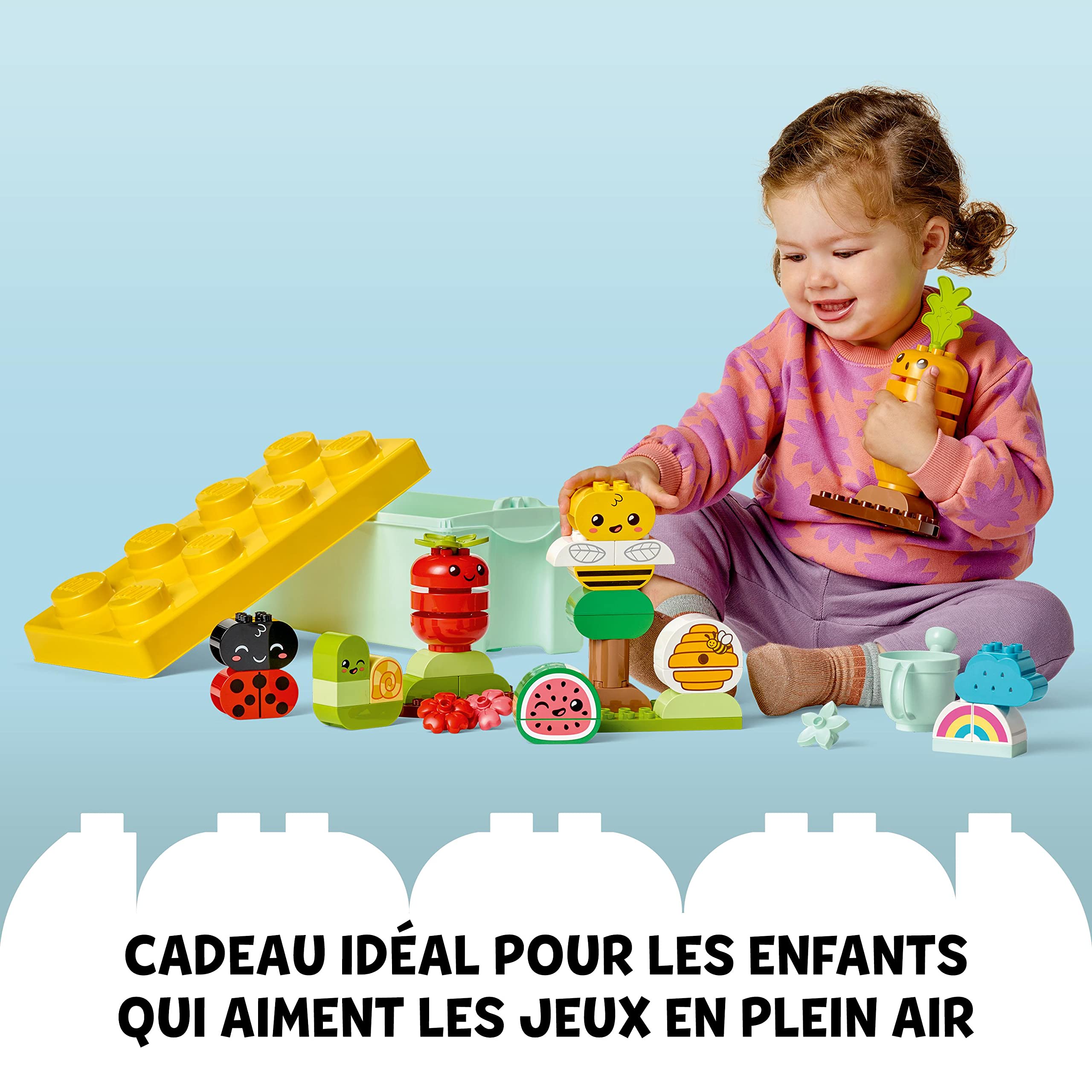 LEGO 10984 Duplo My First Le Jardin Bio, Jouets à Empiler pour Bébés et Enfants Dès 1,5 an, Jeu Éducatif avec Coccinelle, Bourdon, Fruits et Légumes