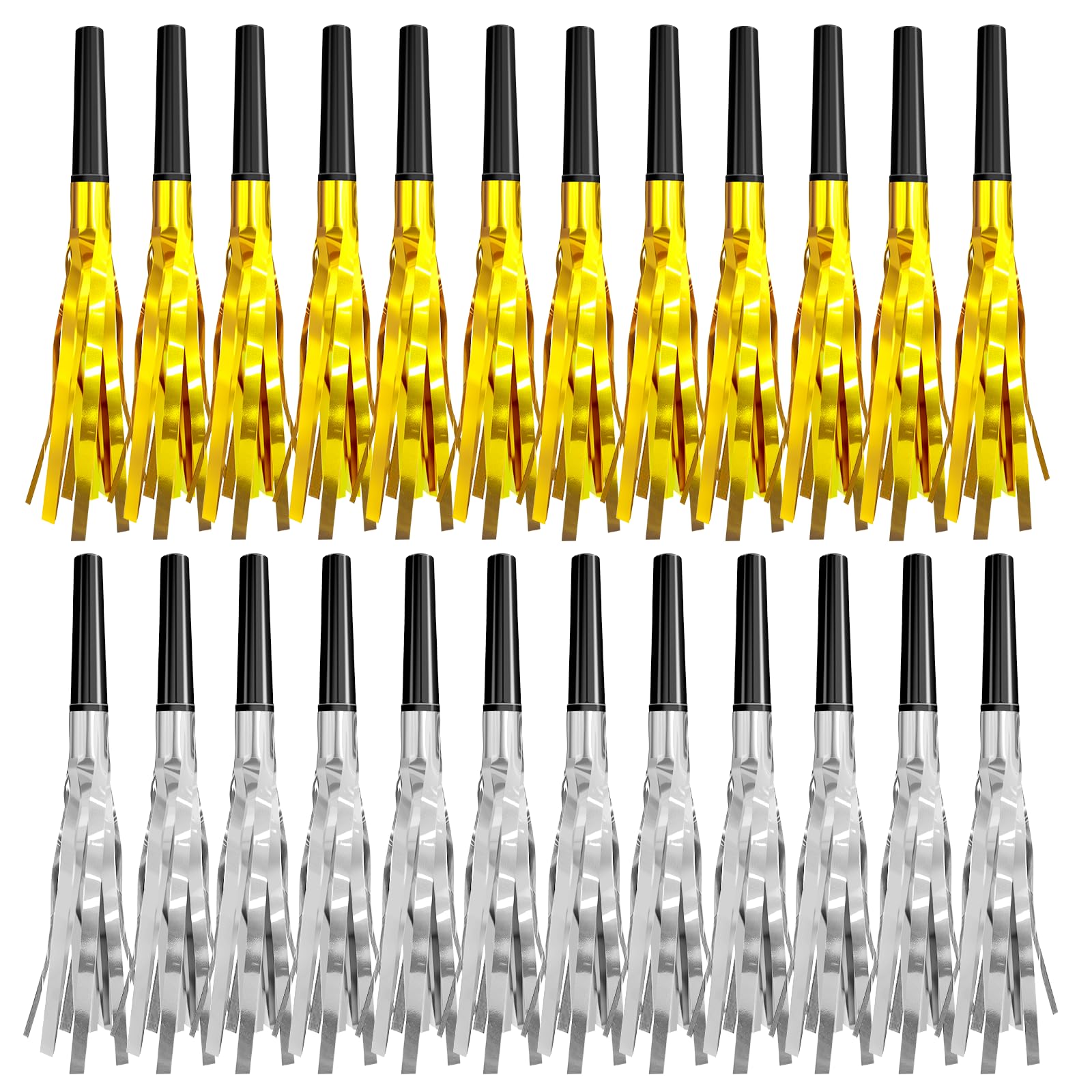 New Years Eve Party Supplies 2026-72 PCS Bulk Noise Makers, 36 Gold & 36 Silver Glitter Party Blowers for Adults, Large Group Party Favors for