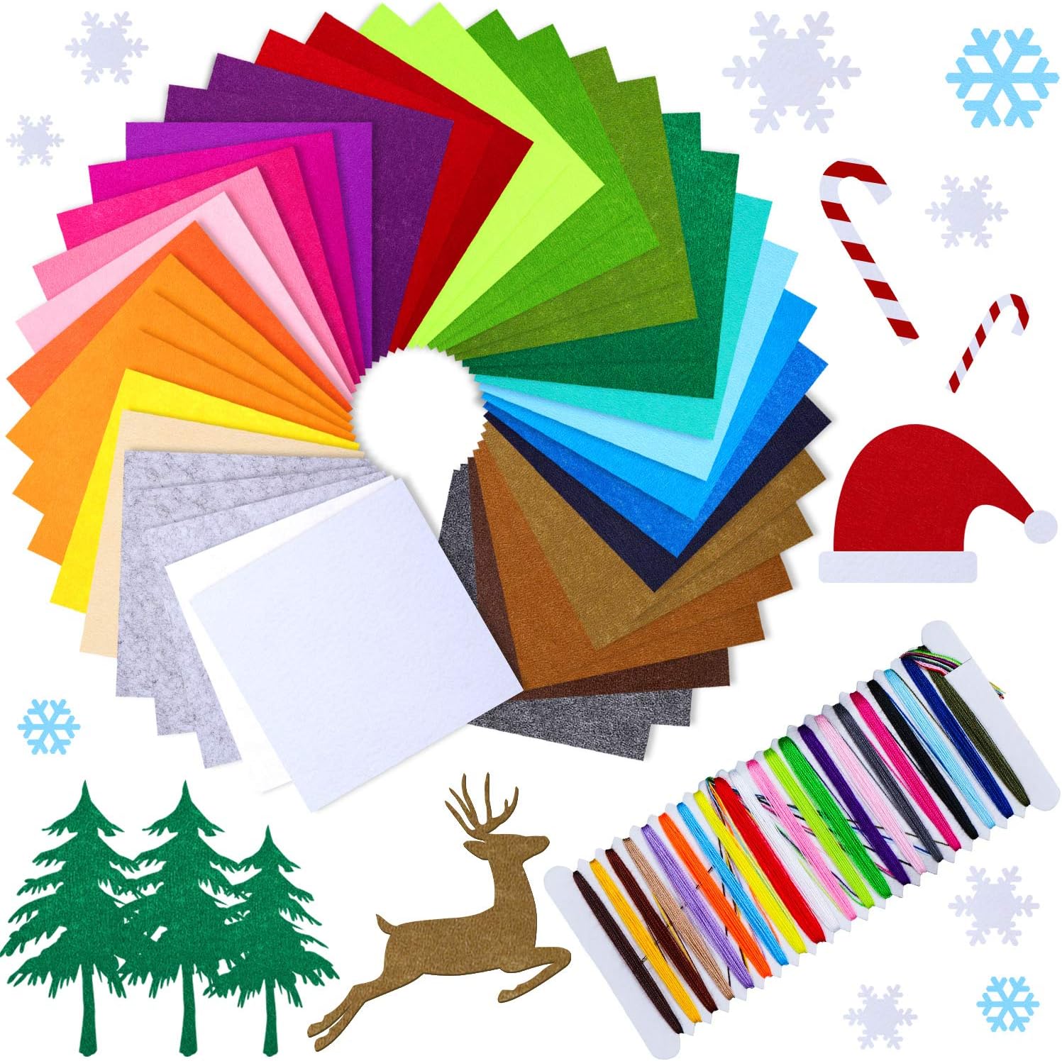 40 Pieces Craft Felt Fabric Sheets 6 x 6 Inches Assorted Color Felt Squares