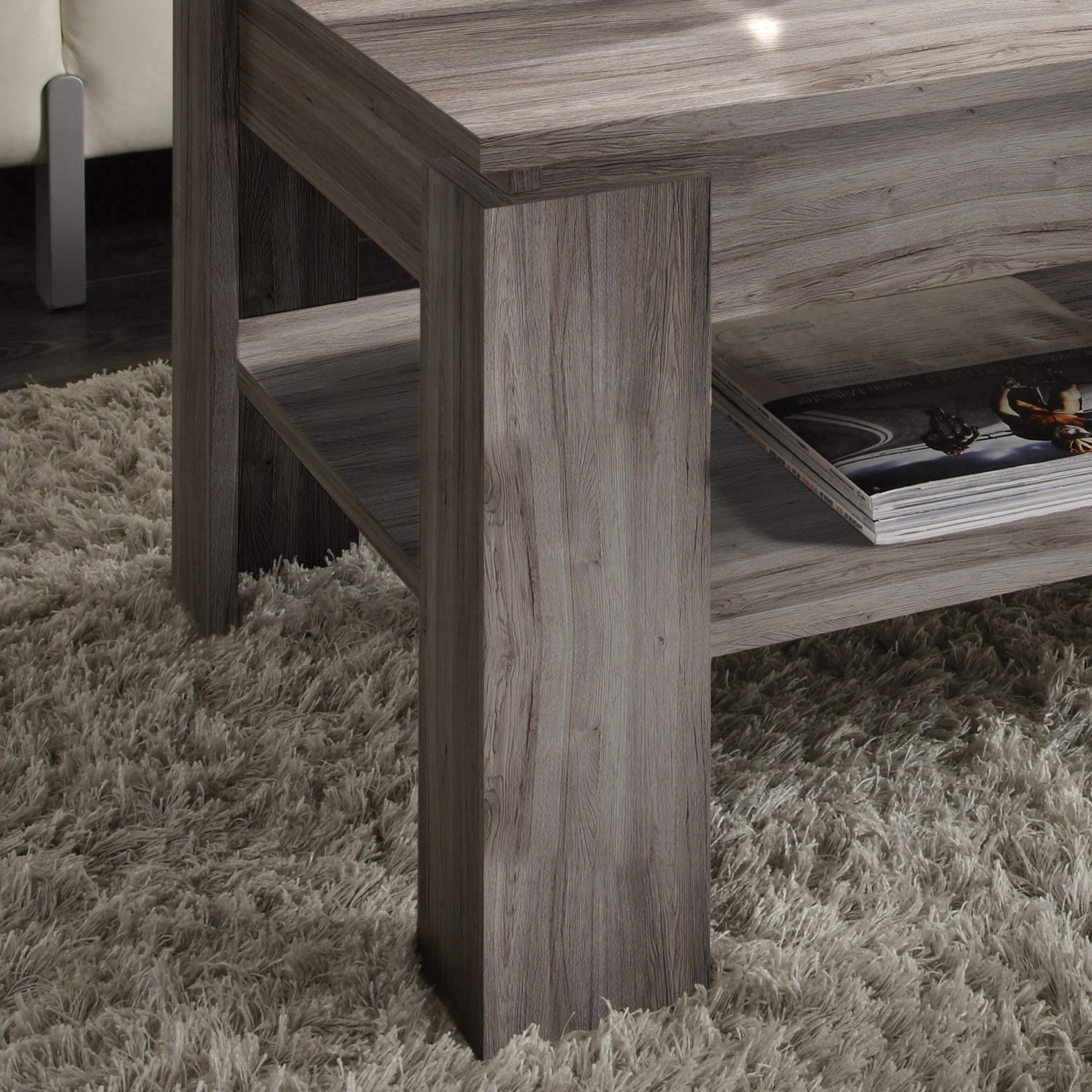 Produktbild von Amazon Couchtisch Wohnzimmertisch Trendteam Indy Couchtisch Alteiche - Rustikaler Sofatisch Mit Großer Ablagefläche 110x47x65 Cm Sofatisch Alteiche Industrial 110cm Trendteam
