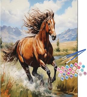 TOCARE Horse Paint by Numbers Kit for Adults,Acrylic Adult Paint by Number Canvas Running Horse,16x20inch Adults' Paint-by-Number Kits