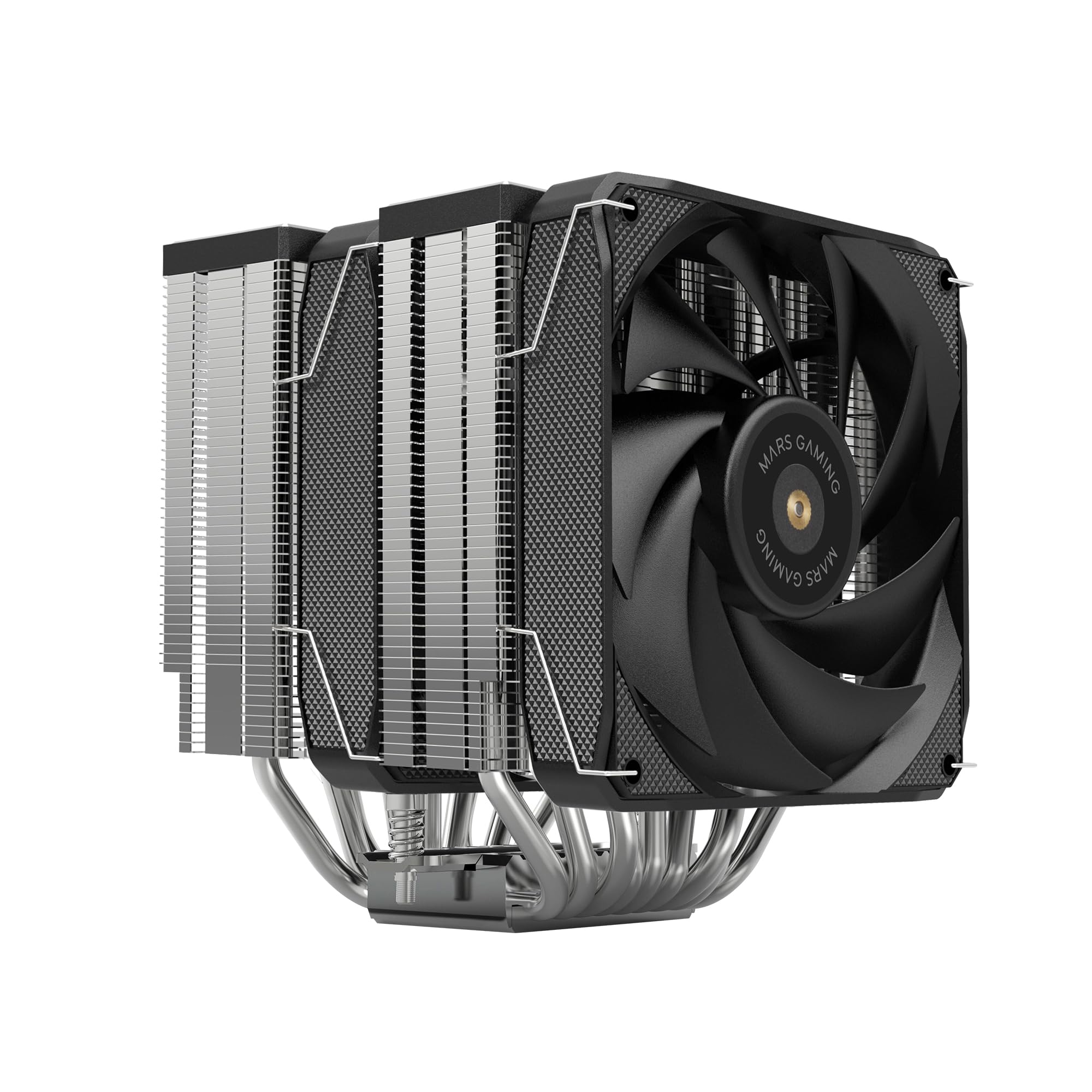 MARSGAMING MCPU-XU9, Dissipatore CPU Doppia Torre, TDP 400W, 2x Ventole con Pale Ibride e Cuscinetti FDB in Rame Iperbilanciato, 9 Heatpipe Tecnologia BPH ULTRA, Multisocket Universale, Nero