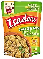 Vista 1 de Isadora Chile Verde de cerdo totalmente cocido, bolsa de 15 onzas, comida mexicana auténtica lista para comer, cerdo en salsa verde, calor medio