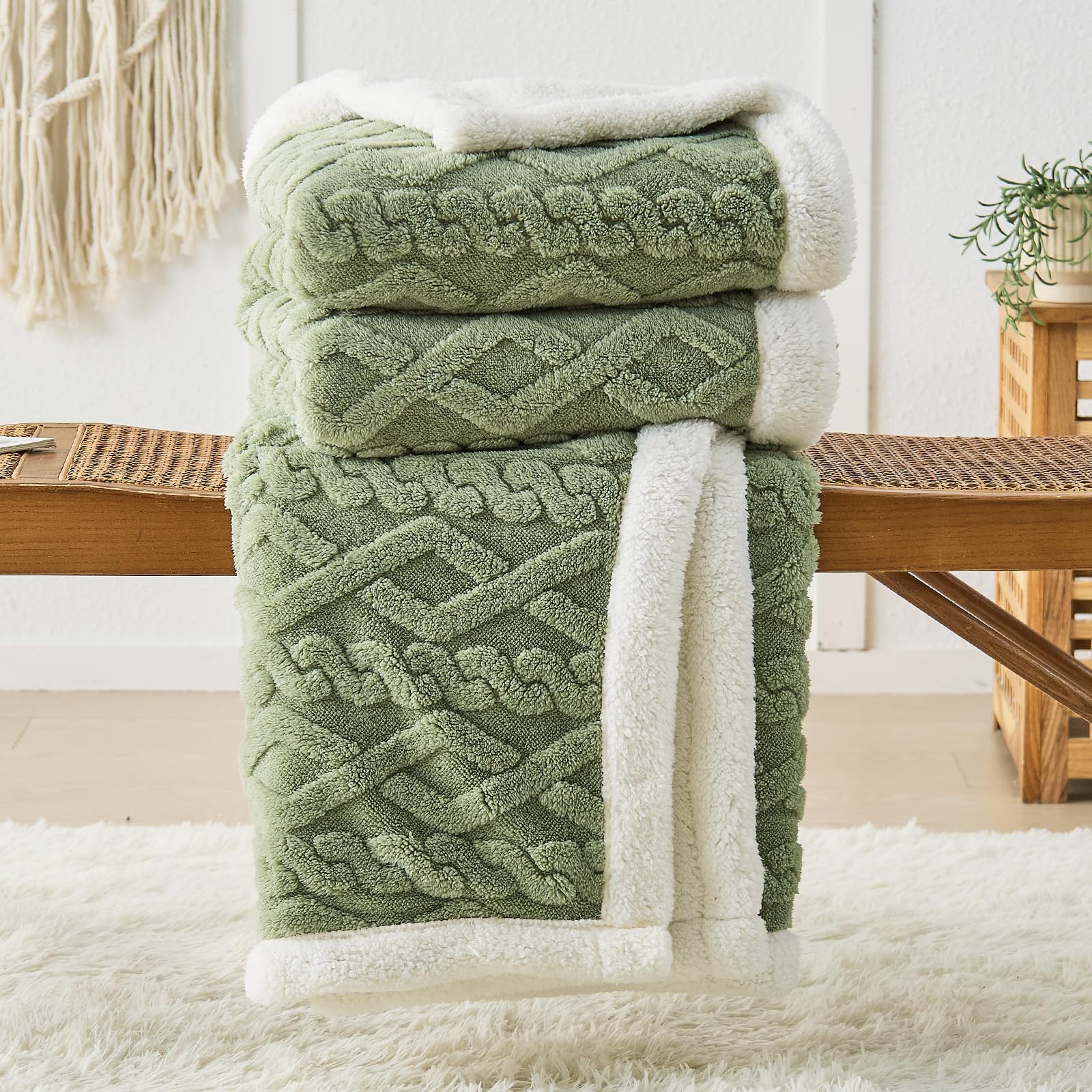 DECMAY Fleece Blanket Throws for Sofas, Sherpa Fleece Throw Blanket, Double-Sided Super So...