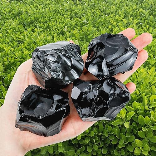 XIANNVXI Obsidiana de 2.5 pulgadas, cristales crudos grandes y piedras curativas, rocas de cristal en bruto naturales para regalos de decoración,