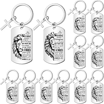 Liliaafar Christian Keychains Religious Inspirational Keychains Christian Church Gifts with Lion Bible Verse for Men