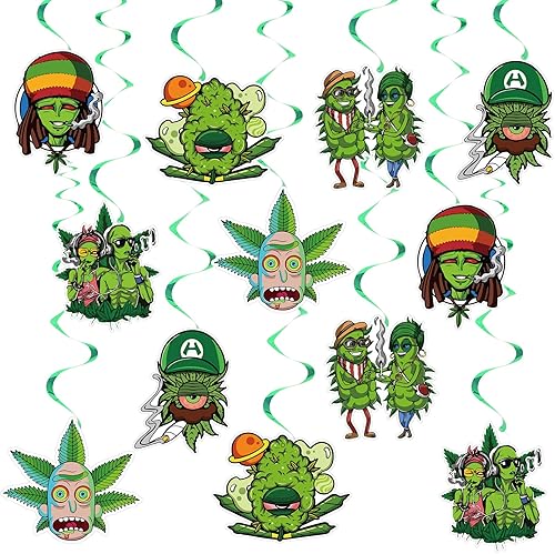 12 piezas de hojas de maceta, decoración de fiesta de cumpleaños, hojas de hierba verde, recuerdo de fiesta, temática de hierba verde, para colgar