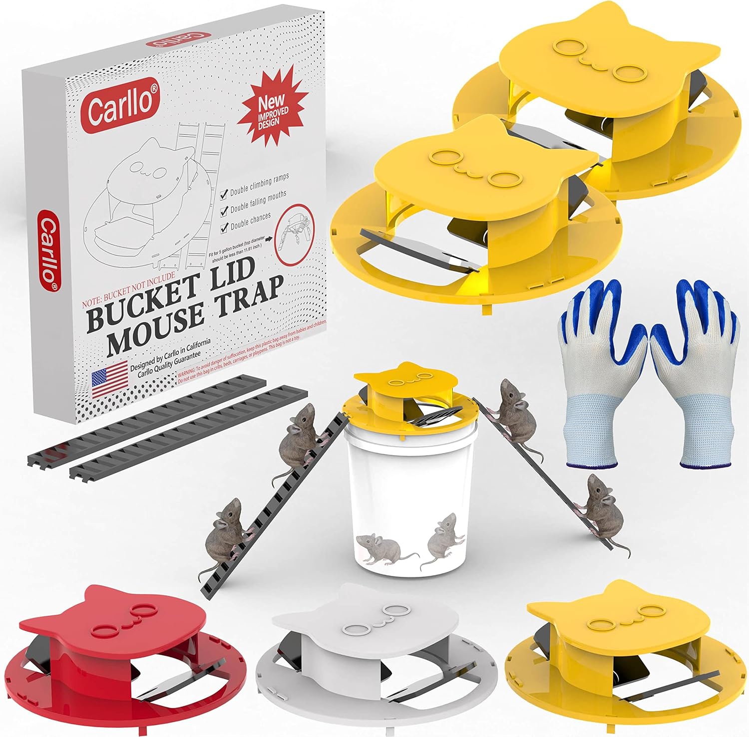 2024 Carllo New UpgradedBucket Lid Mouse TrapAuto Reset