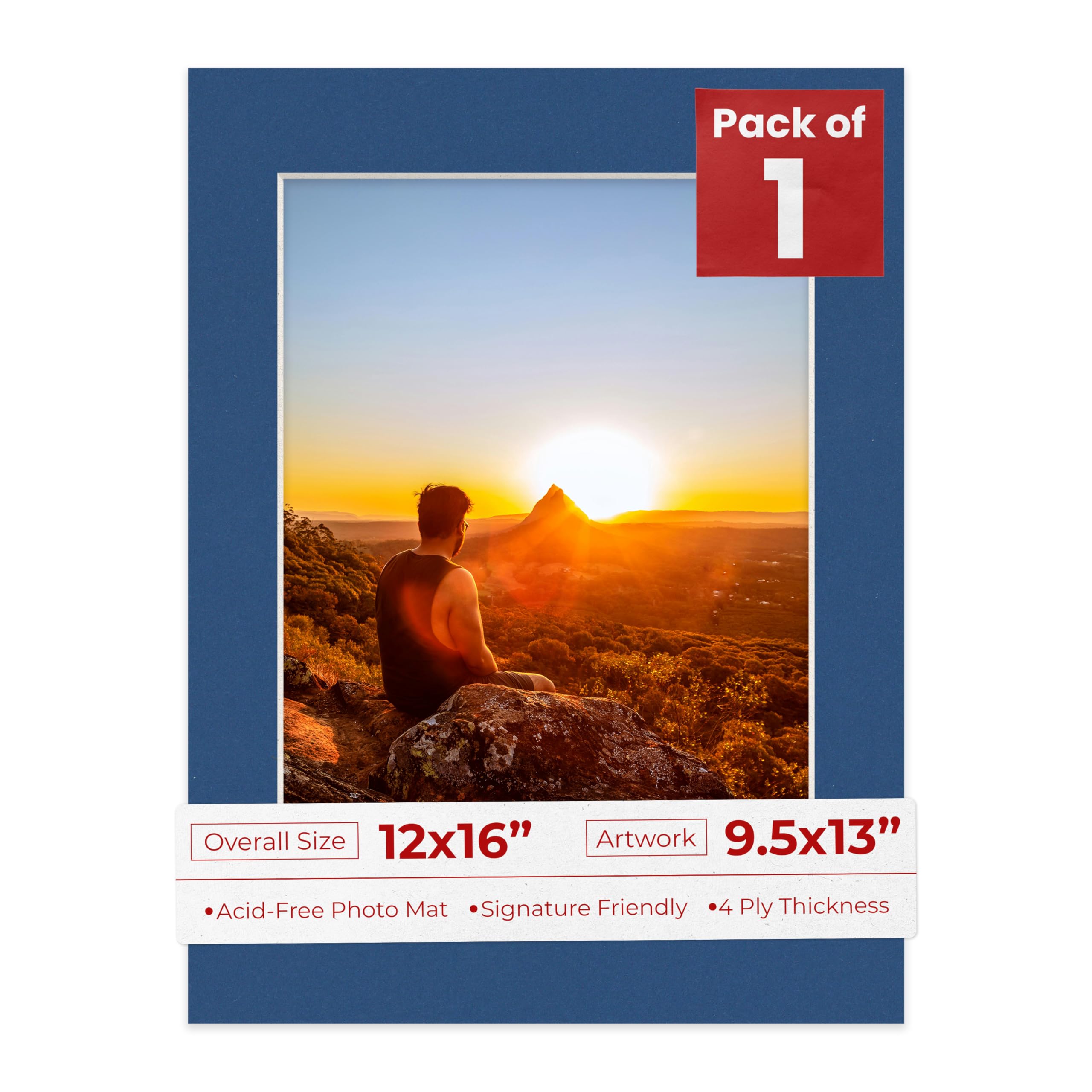 12x16 Mat Bevel Cut for 9.5x13 Photos - Acid Free Bottle Blue Precut Matboard - for Pictures, Photos, Framing - 4-ply Thickness-image-46