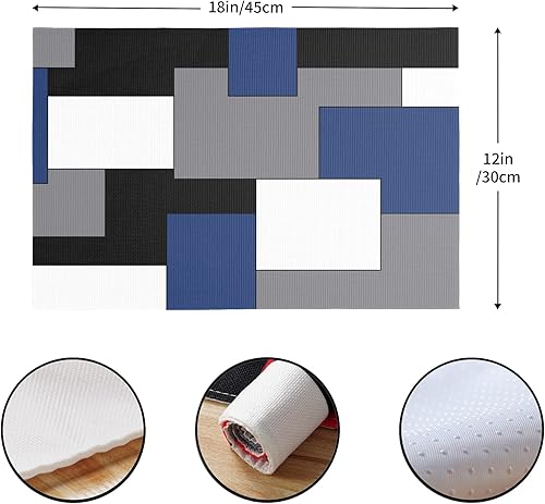 Miniatura 2 de Juego de 4 manteles individuales de arte abstracto, antideslizantes, cuadrados, de tela de lino, lavables, para cocina, mesa de comedor, decoración