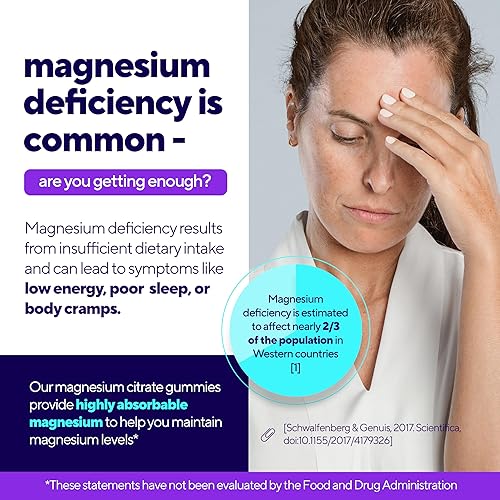 Miniatura 3 de Gomitas de citrato de magnesio de 200 mg  Gomitas de magnesio de alta absorción para mujeres y hombres  Suplemento masticable para adultos para