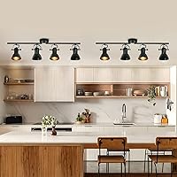 Vista 3 de Track Lighting Fixtures Ceiling Black Track Lighting Kitchen Light Fixtures Ceiling Light 4 Light Angle Adjustable Industrial Track Lighting Kit for