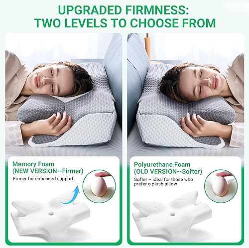 Miniatura 4 de Elviros Almohada cervical para dormir, almohadas para dormir de lado para adultos, almohada cervical de espuma viscoelástica, almohadas ortopédicas