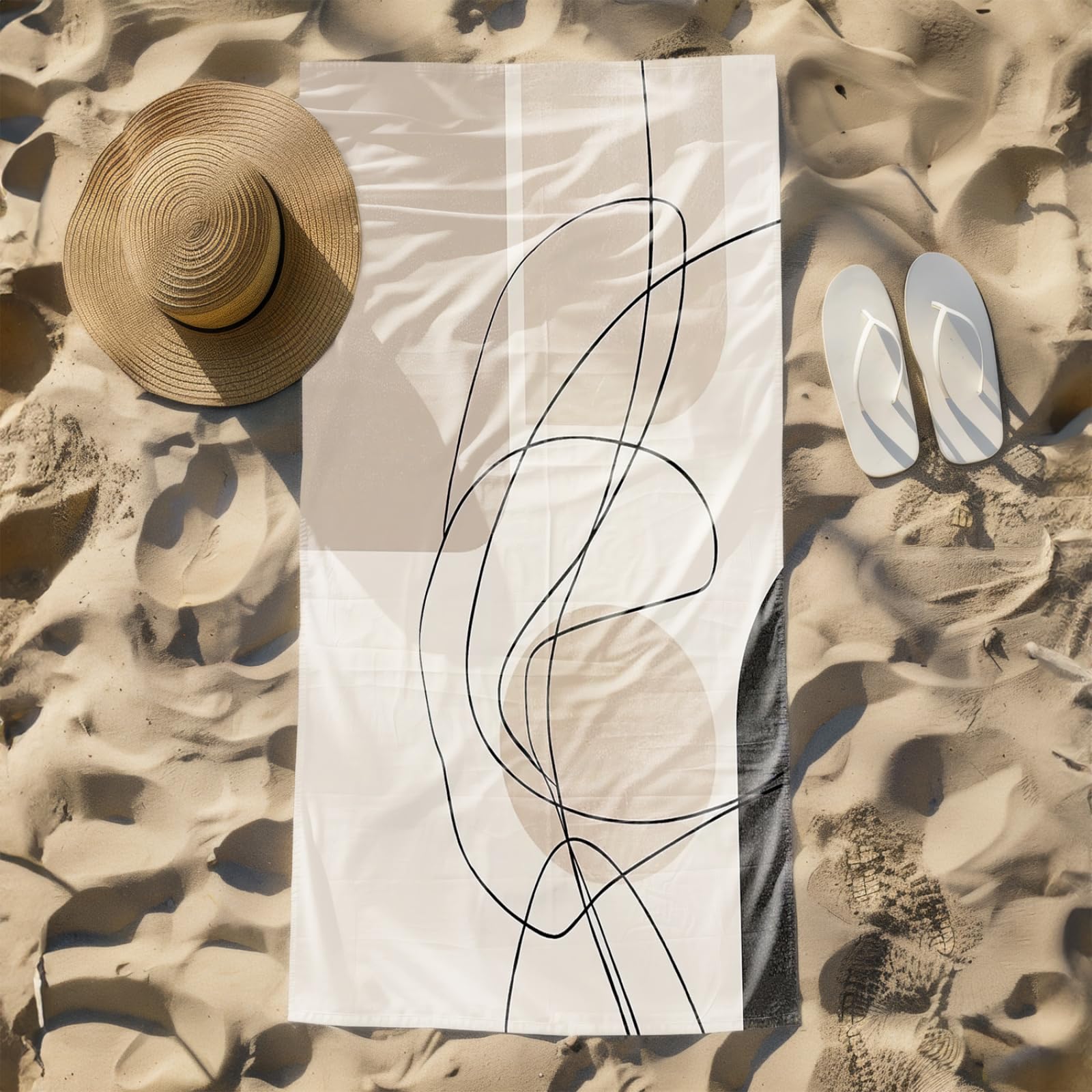 Générique Serviette de Plage 90X180 Modèle Beige