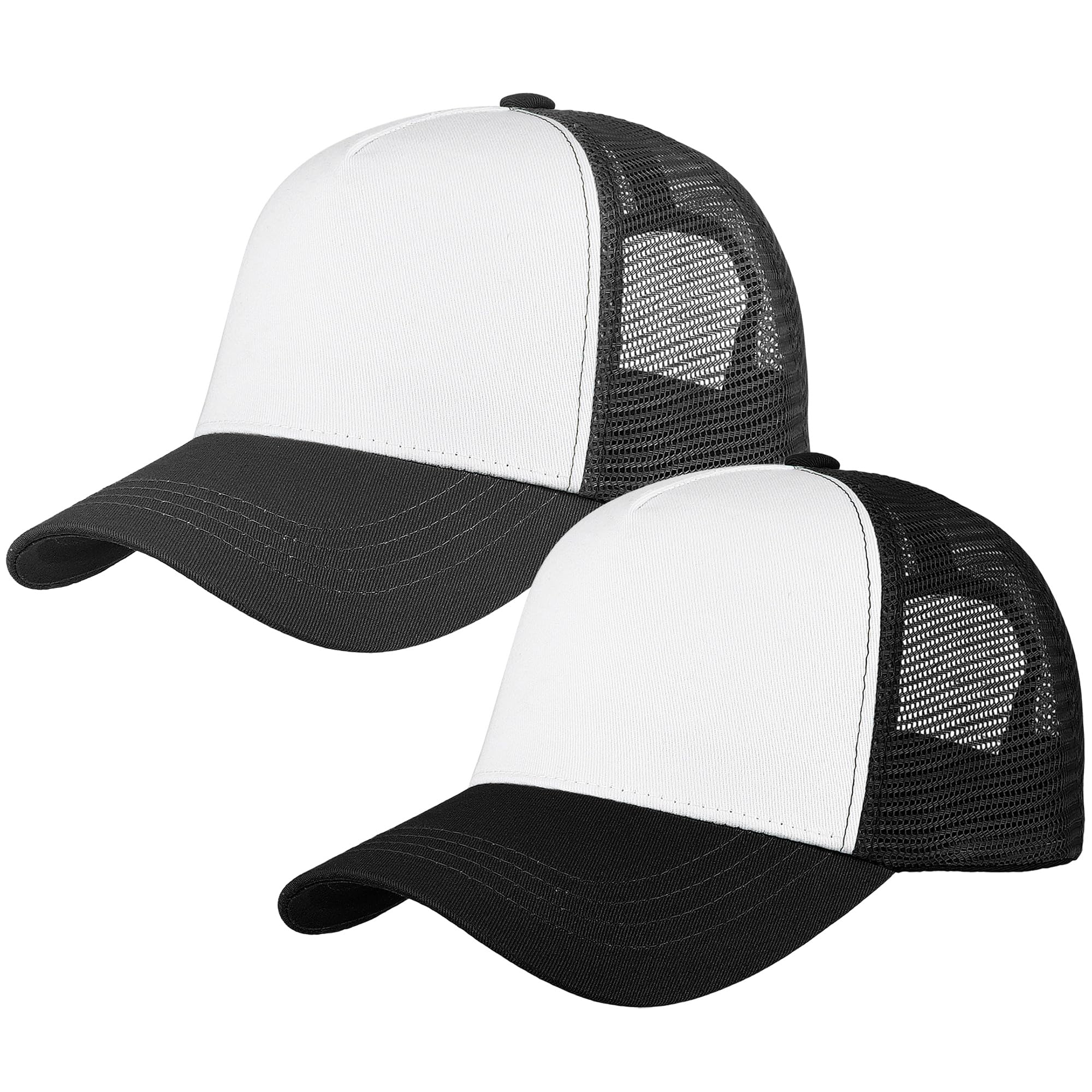 Falari Cappellino da baseball in rete a 5 pannelli, cappello da camionista, design strutturato, in cotone, taglia regolabile