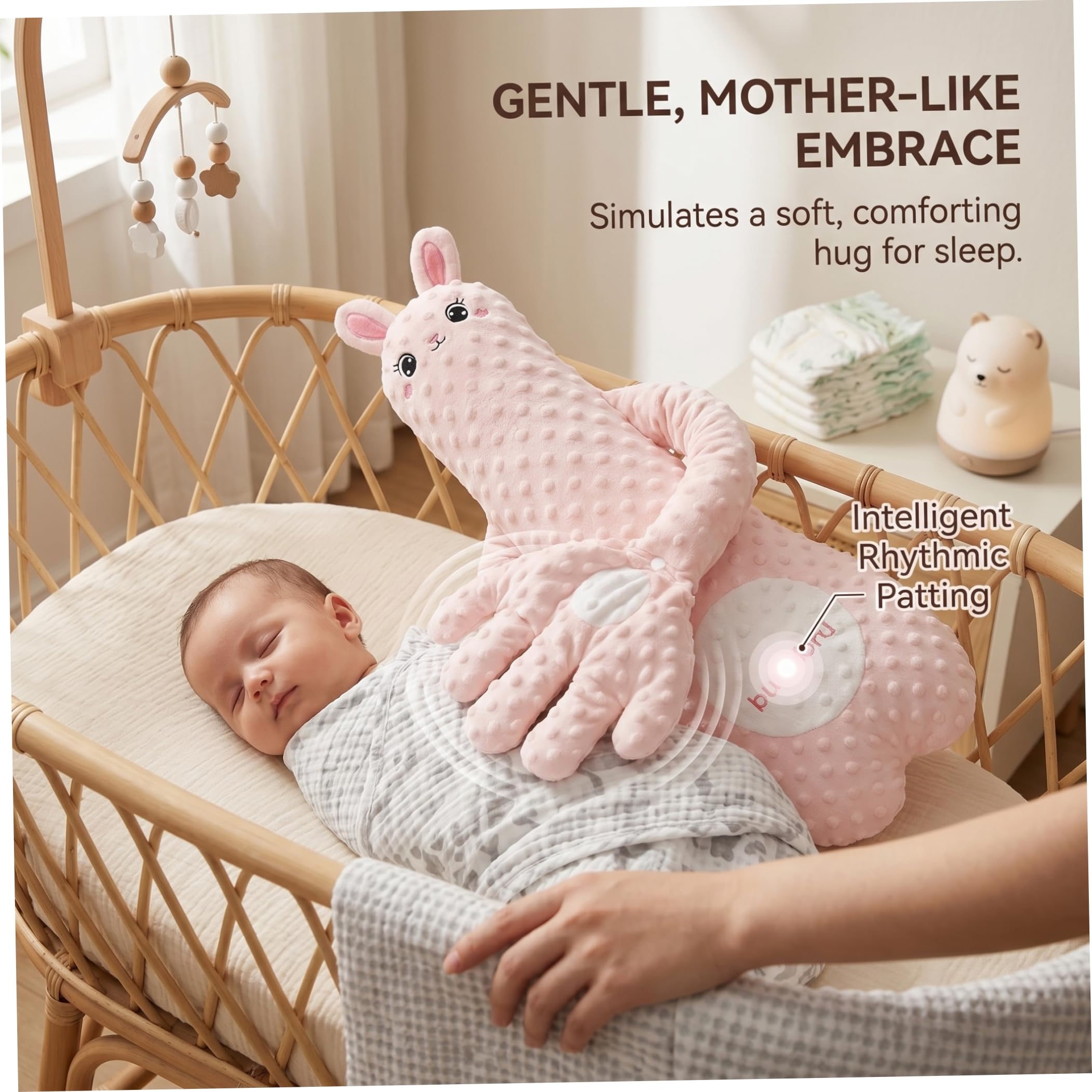 Almohada para acariciar al bebé, juguete de felpa inteligente para acariciar al bebé con felpa rellena extraíble doble para mayor comodidad durante el sueño
