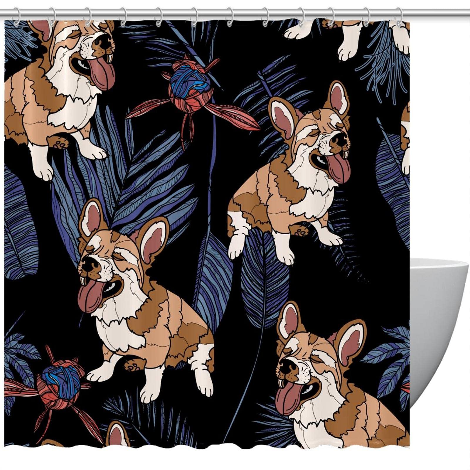 Rideau de douche chien mignon pour égayer la salle de bain des enfants 60x72cm