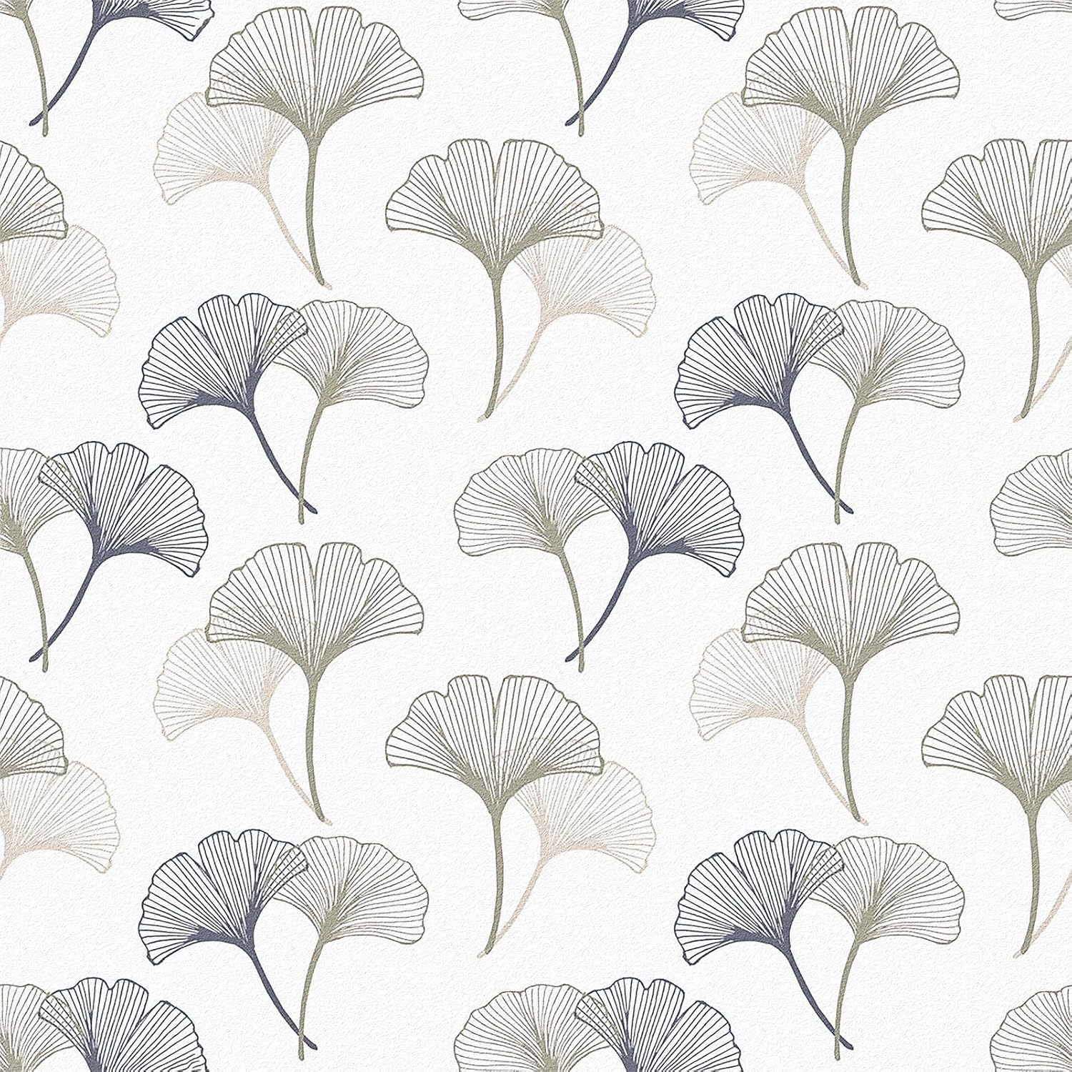 Ginkgo Leaf Wallpaper Peel and Stick White and Grey Floral Contact Paper Modern Gingko Peel and Stick Wallpaper Leaves Removable Garden Boho Leaf Wall Paper for Bedroom Living Room 17.5"x118"