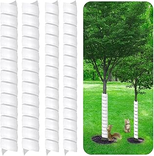 4 Pcs Tree Trunk Protector, BlumWay Plastic Spiral-Type Tree Guard with 2 Size, Tree Protectors Tree Bark Tube Wraps to Protect Saplings Plants from Deer Rabbit Cats Rodents Mowers(White)