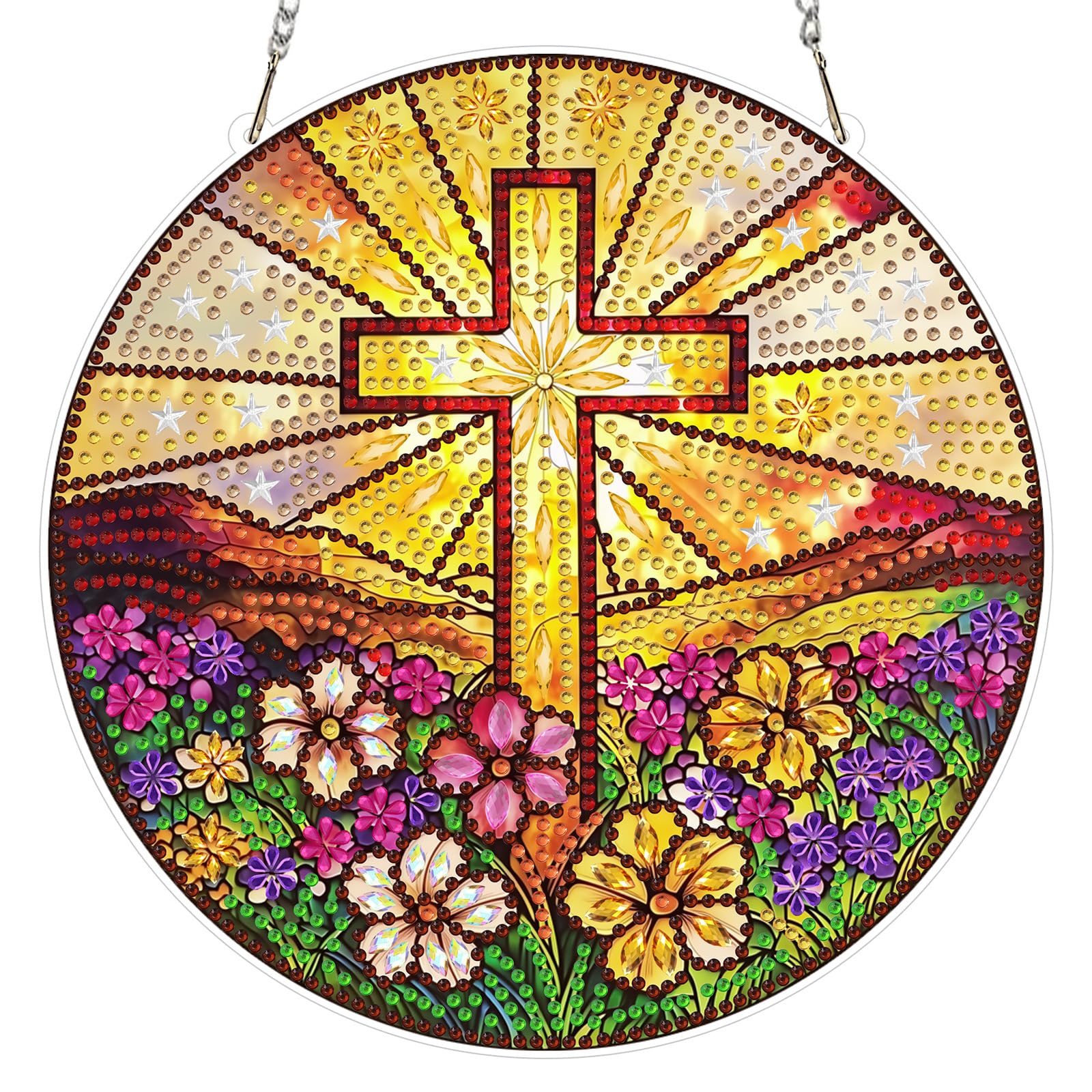 Kit d'art chrétien de diamant de Pâques suspendu attrape-soleil - 8