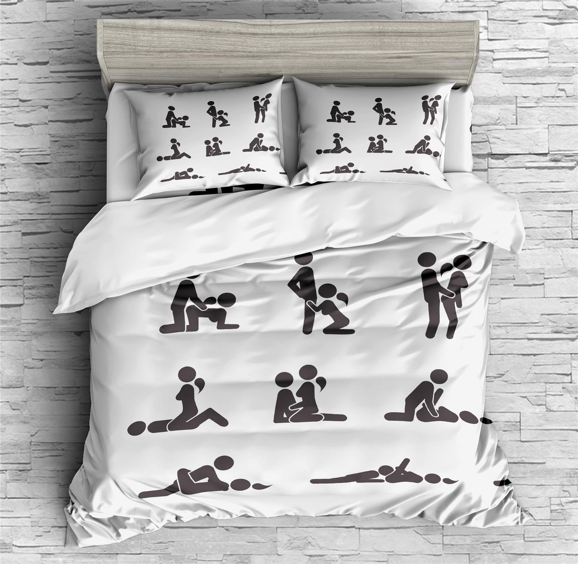 REALIN Bettwäschedie Gemütliches Pärchen Bettbezüge Set Pose Passion Bett Sets 2/3/4Teilig Bettbezüge/Kissenbezüge/Bettlaken Für Kinder,Jungen,Mädchen (C,Single-140x210cm-3PCS)