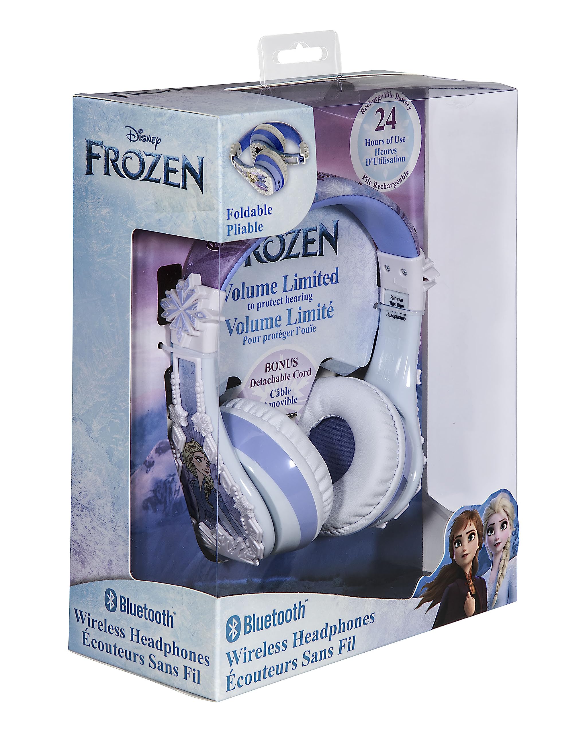 eKids Frozen 2 Cuffie wireless Bluetooth portatili per bambini con microfono, volume ridotto per proteggere l'udito, batteria ricaricabile, fascia regolabile per bambini per la scuola imballaggio