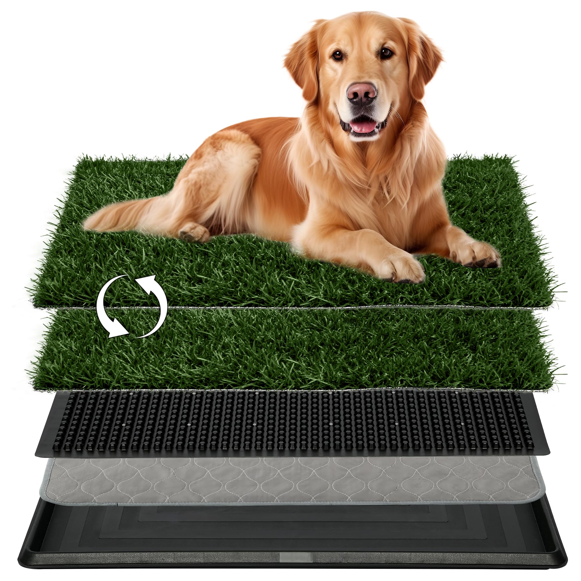 awagas Dog Grass Pad with Tray, 76x51cm Dog Toilet Tray Large Grass Pee Pad