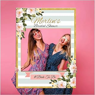 Roses Flower Bridal Shower Photo Prop: Sizes 36x24, 48x36, Pink Floral Photo Booth Frame, Wedding Party Supplies Photo Booth Props, Wedding Reception Bridal Shower Selfie Frame, Party Prop