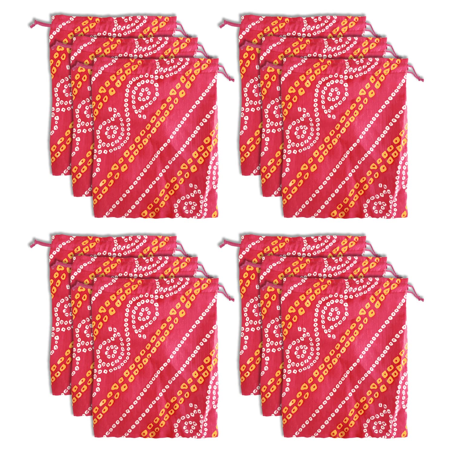 Kuber Industries Multiuses Bandhej Print Potli Bag for Women with Drawstring Set of 12 (Pink) (B0BR7G461G) Amazon Price History, Amazon Price Tracker