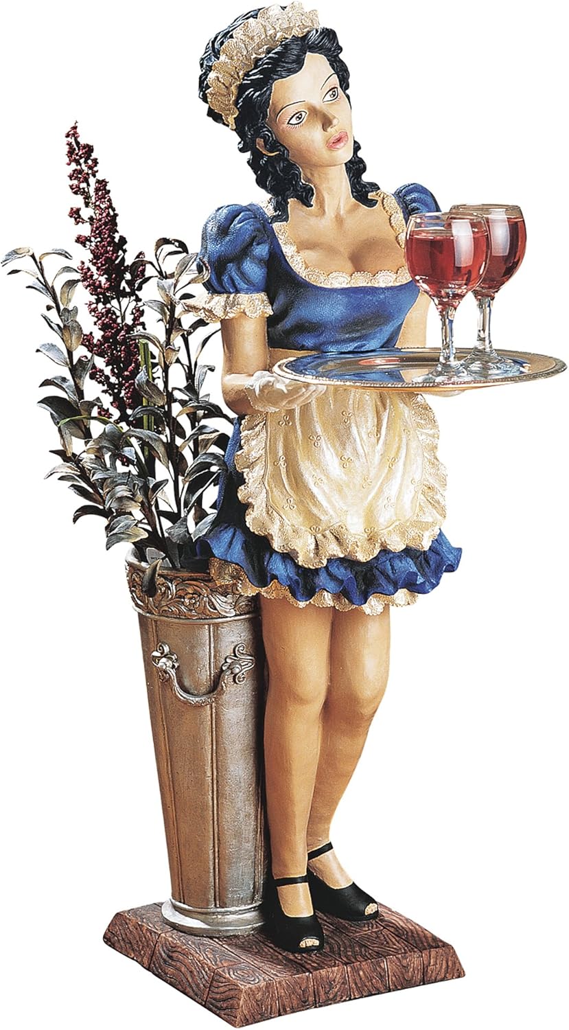 Design Toscano Genevieve the Buxom French Maid Pedestal Sculptural Table,Full Color( "Silver vase with flower not included”). : Home & Kitchen