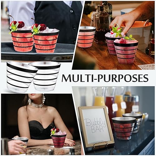 Miniatura 4 de Gejoy 100 vasos de plástico con borde de 9 onzas, vasos de vino desechables transparentes a granel, vasos de plástico duro, elegantes vasos de