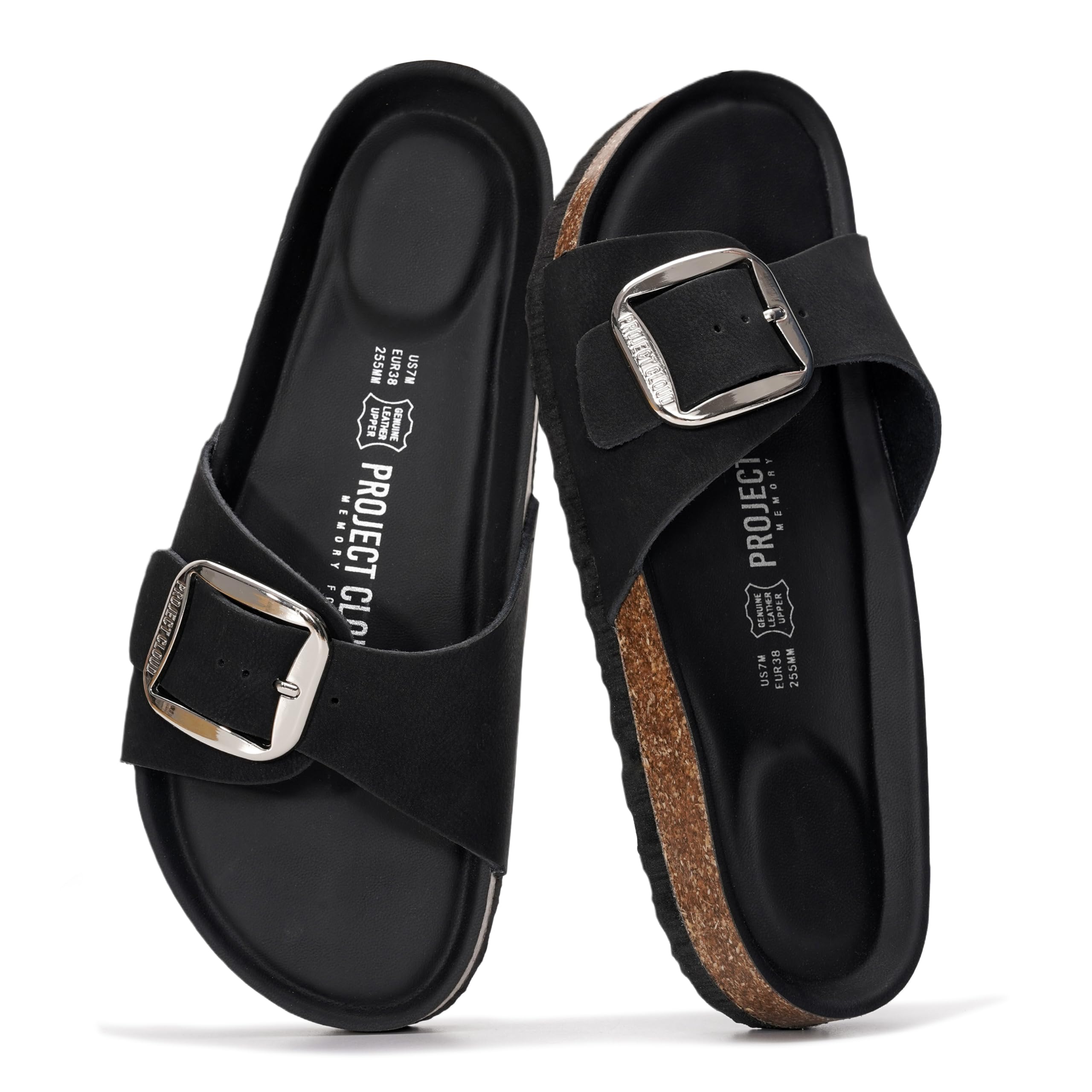 100% Genuine Leather Sandals Women Dressy Beach Essentials Slides for Women Footwear - Lightweight with Memory Foam Insole Sandals for Women 2026 - Womens Slides