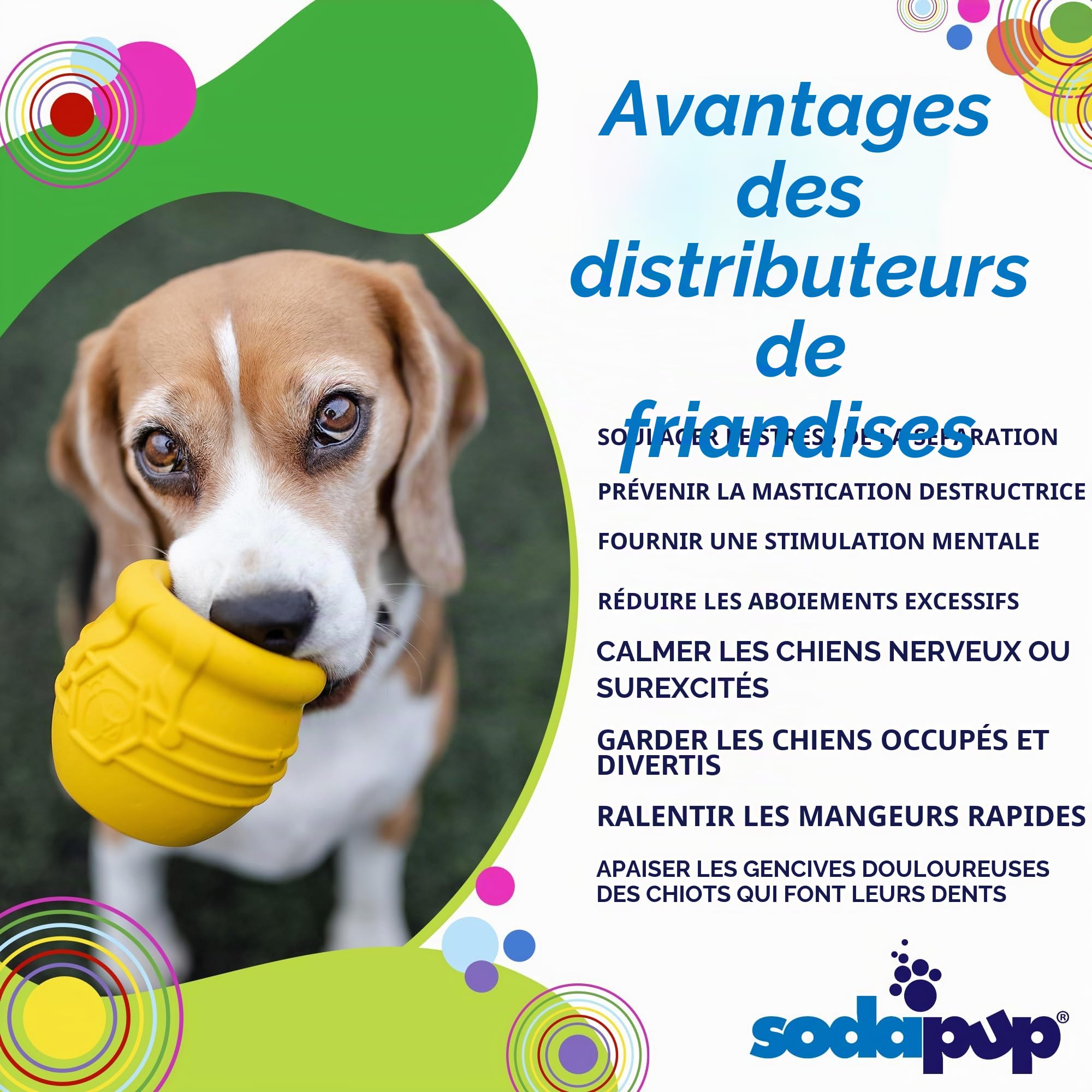 SodaPup Honey Pot – Distributeur de friandises pour chien durable et jouet d'enrichissement fabriqué aux États-Unis à partir de matériau en caoutchouc naturel non toxique, sans danger pour les animaux