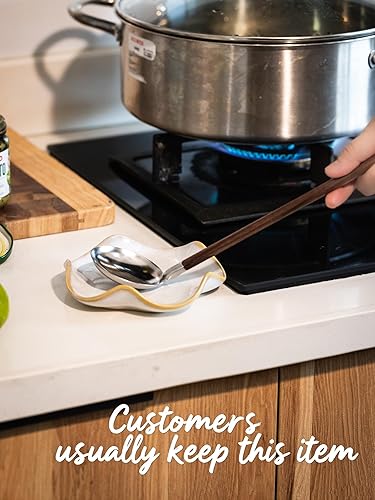 Miniatura 3 de Soporte para cuchara para estufa, soporte para cuchara para estufa, soporte de cuchara de cerámica de 5.3 pulgadas para encimera de cocina, soporte