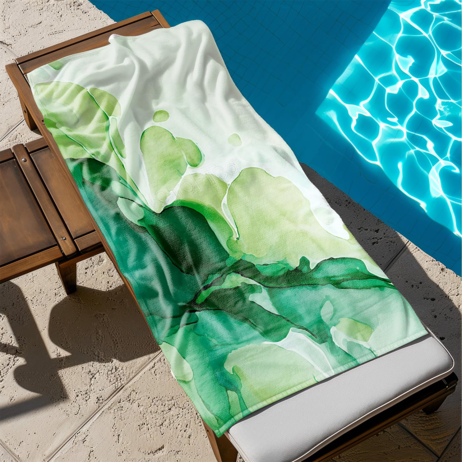 Générique Serviette Microfibre Plage Vert Abstract