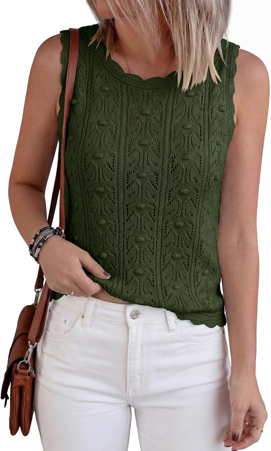 BTFBM Crochet Tops for Women Sleeveless Knit Sweater Vest Tank Top Summer Spring 2026 Cover Ups Beach Vacation Clothes - Image 5