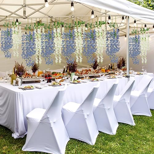 Miniatura 4 de Giegxin 36 piezas de flores artificiales colgantes de glicina artificial de 3.6 pies, guirnalda colgante de ratán de glicina artificial de vid para