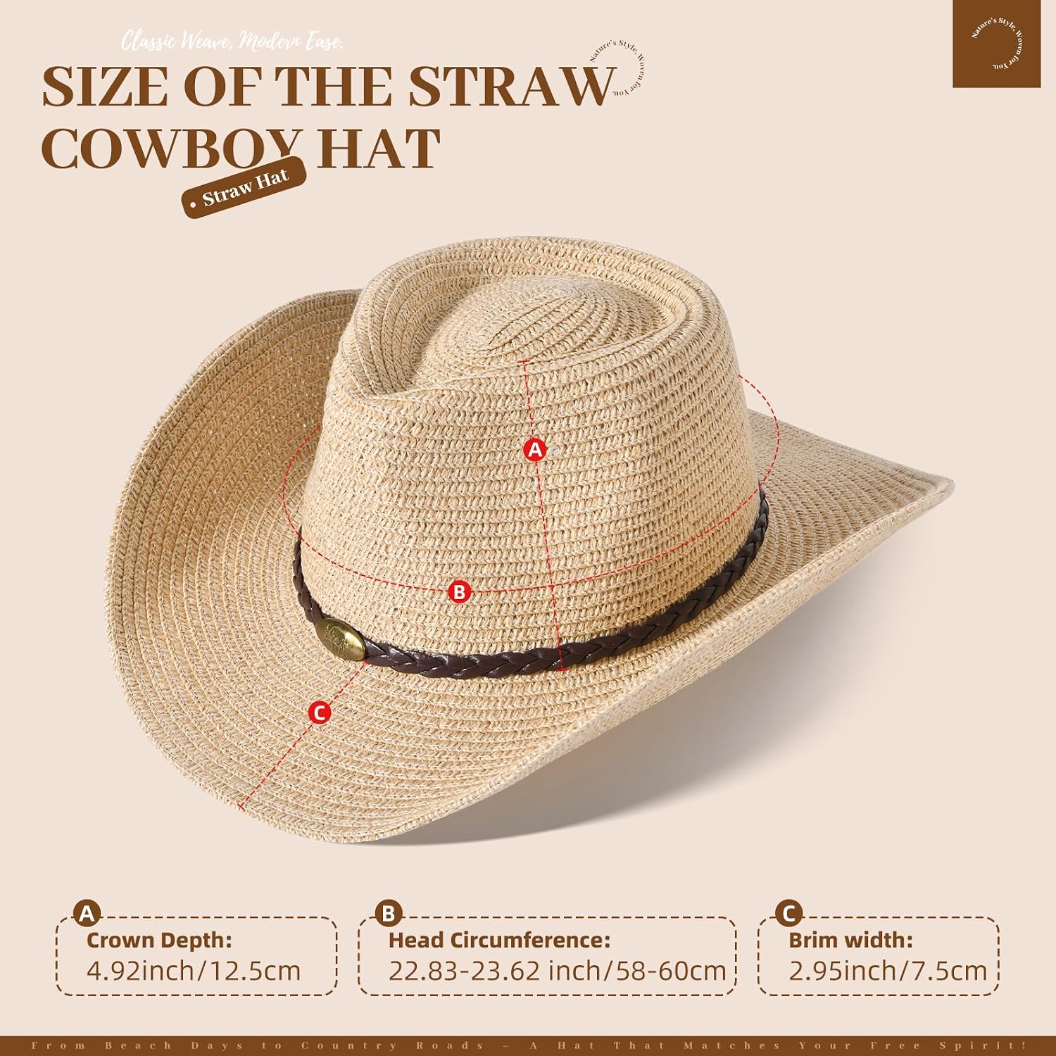 Western Straw Cowboy Hat for Women Beach Sun Hat for Men Wide Brim Fedora Hat Cowgirl Hats Summer Panama Hat