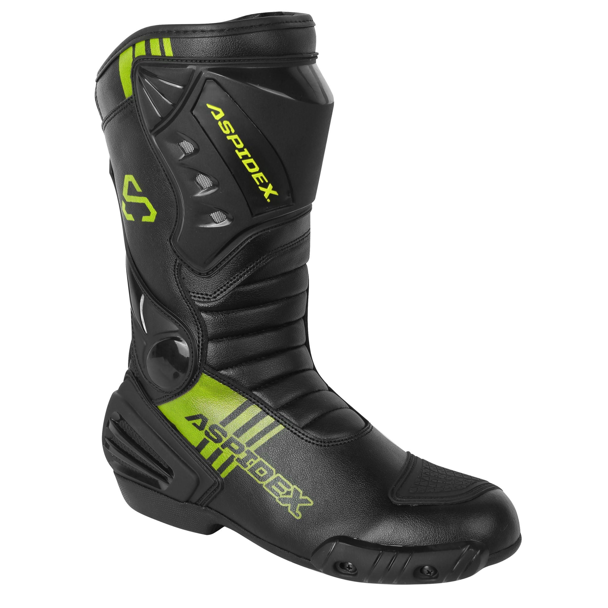 Botas de moto unisex de piel con protecciones reforzadas, suela antideslizante y cierre con cremallera y