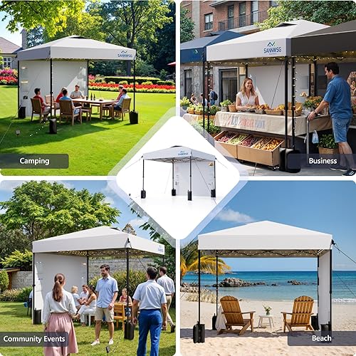 Miniatura 9 de Tienda de campaña desplegable de 10 x 10, bolsillos extraíbles para almacenamiento adicional, toldo fácil de montar, tienda de campaña resistente