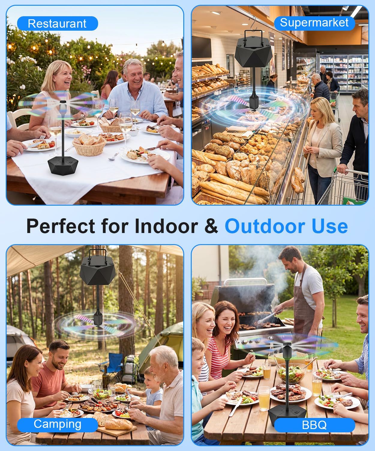 Set di 6 repellenti per mosche senza sostanze chimiche, repellente per mosche e vespe, per tavolo, barbecue e giardino, funzionamento a batteria, scacciamosche