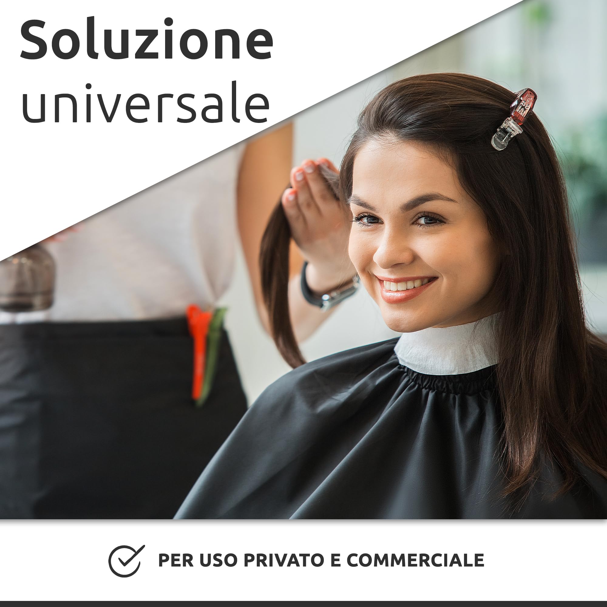ECENCE Mantella Parrucchieri con chiusura a gancio Nero, 150x120cm, Mantella Barbiere Mantella Taglio Capelli professionale, idrorepellente
