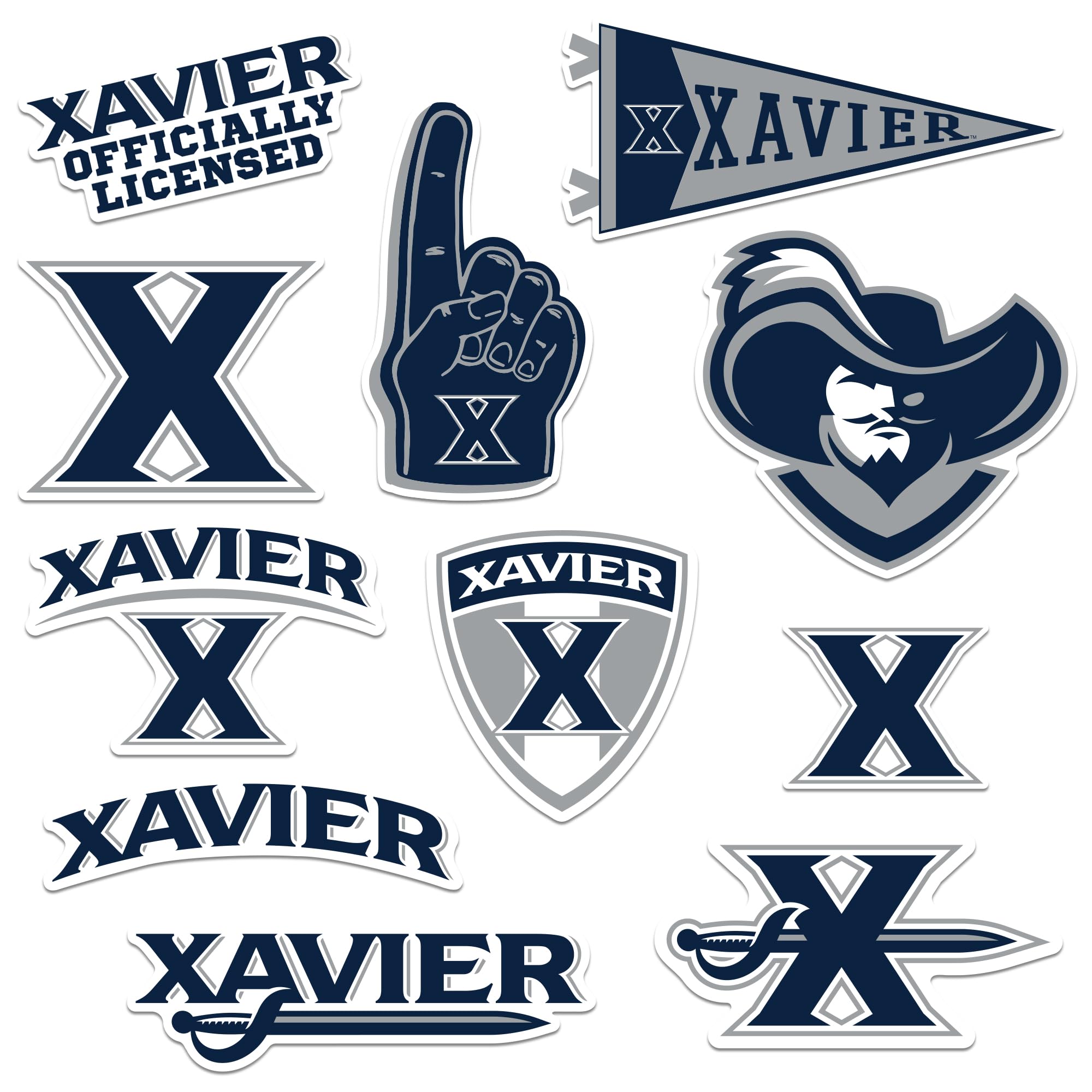 Xavier University 10ct Vinyl L Deluxe Stickers, Indoor/Outdoor, Set of 10