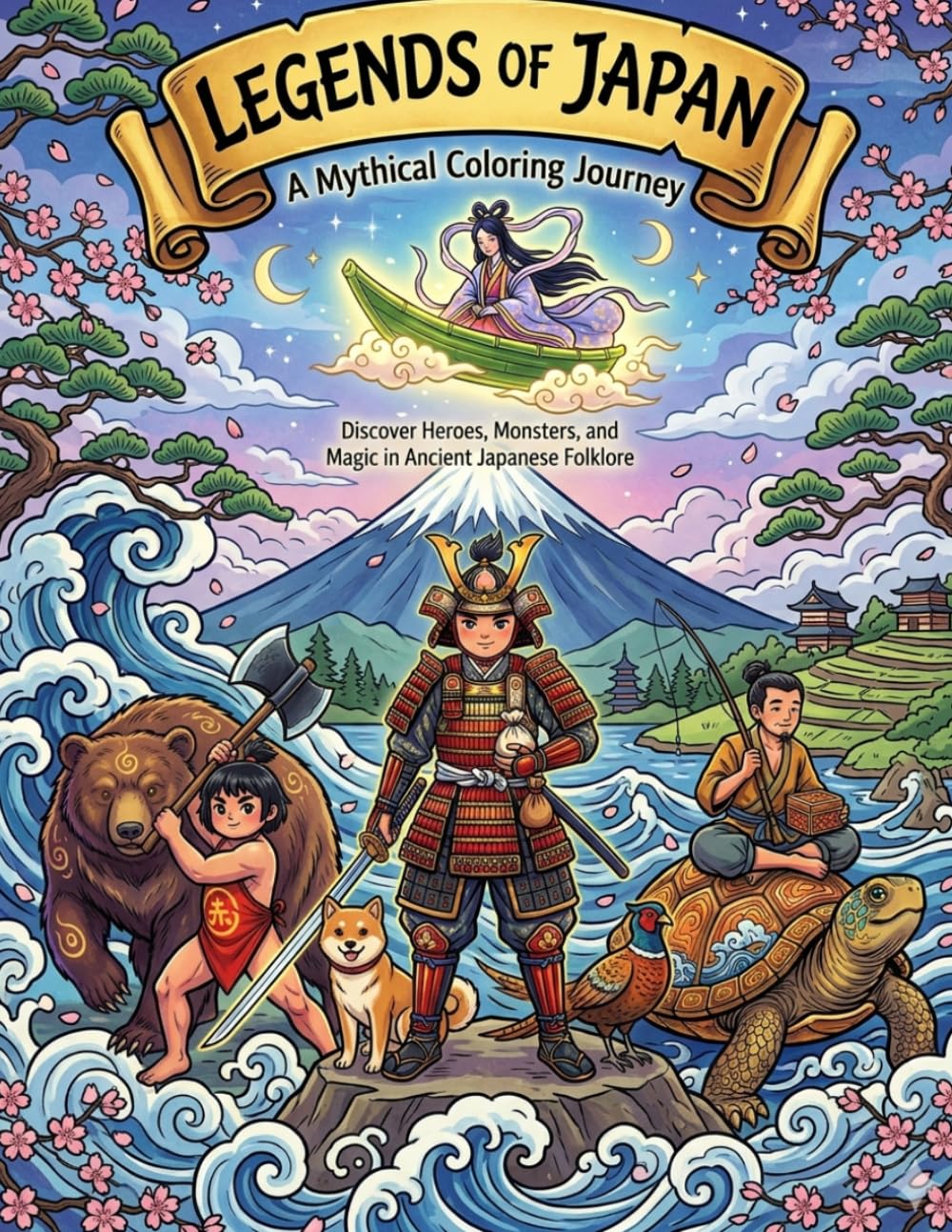 Legends of Japan: A Mythical Coloring Journey: Discover Heroes, Monsters, and Magic in Ancient Japanese Folklore