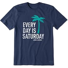 Life is Good Men's Crusher Tee Shirt, Short Sleeve Cotton Graphic T-Shirts, Every Day is Saturday