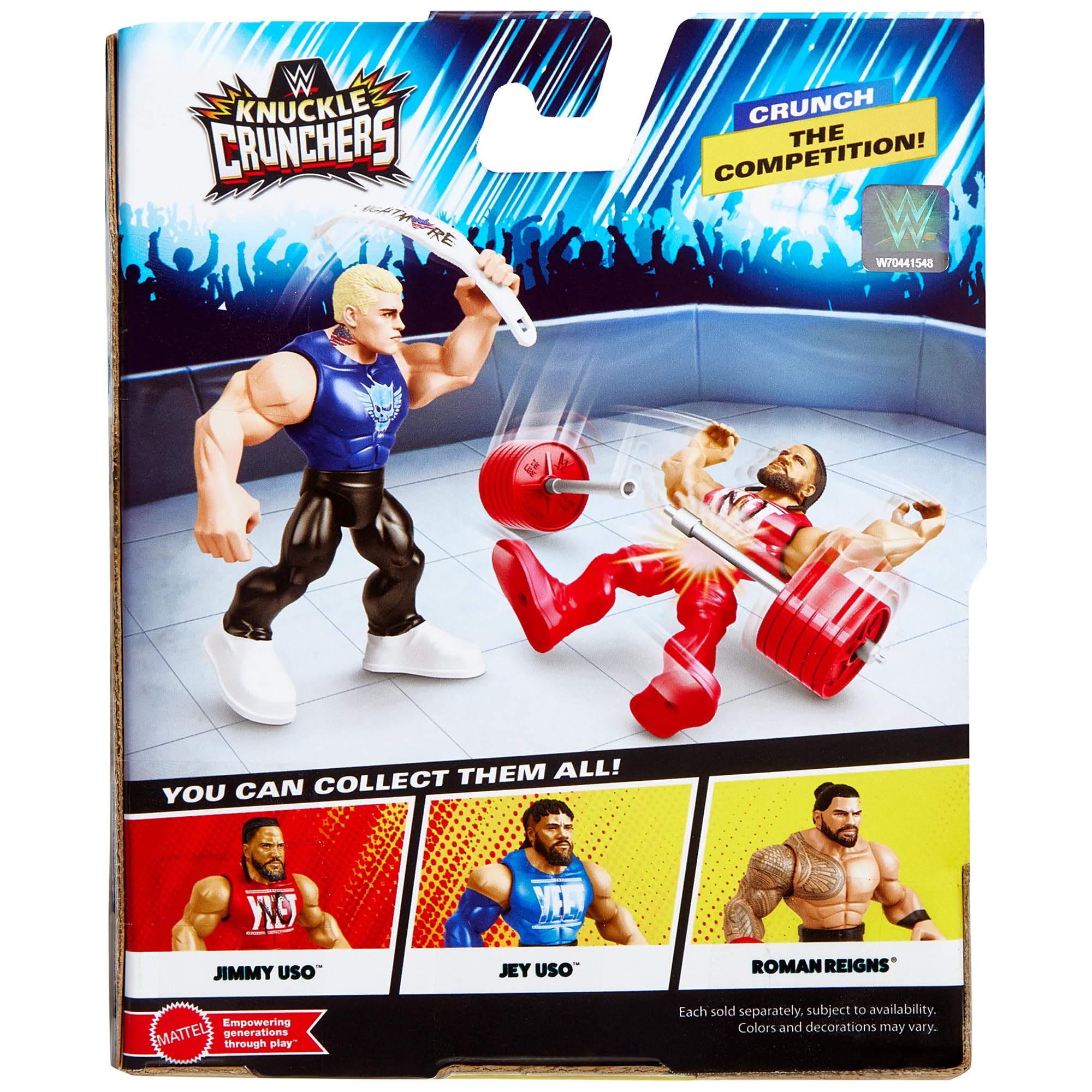 Mattel WWE - Knuckle Crunchers Rebound Ring, playset con tappeto Flex Mat rimbalzante, include l'action figure di Brock Lesnar e 7 accessori da ring, giocattolo per bambini, 6+ anni, HWH18