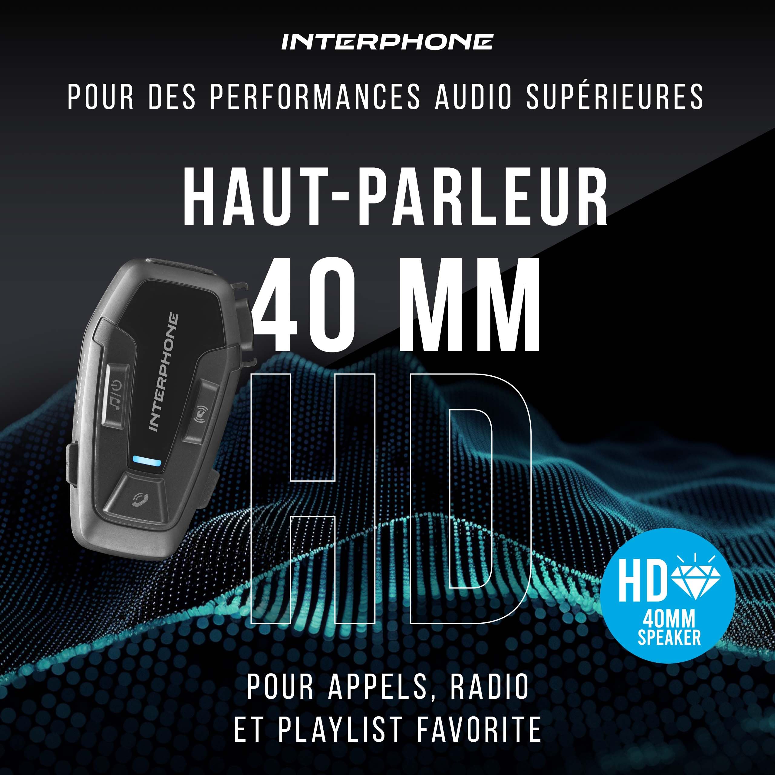 Interphone Intercom U-COM 7R Mono – Intercom Moto pour Communication Entre 4 usagers et jusqu'à 1km – avec Bluetooth 5.1 pour GPS et appels – Autonomie 15h et étanchéité IP67