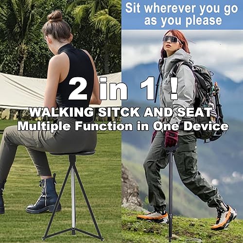 Miniatura 2 de Walking Cane with Seat for Men & Women, Lightweight Anti-Slip Walking Stick with Carry Bag, Portable Stool for Senior & Adults, Foldable Cane Chair